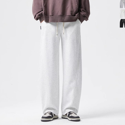 DL brand秋冬新款重磅弯刀卫裤男美式高街宽松抽绳运动直筒长裤男