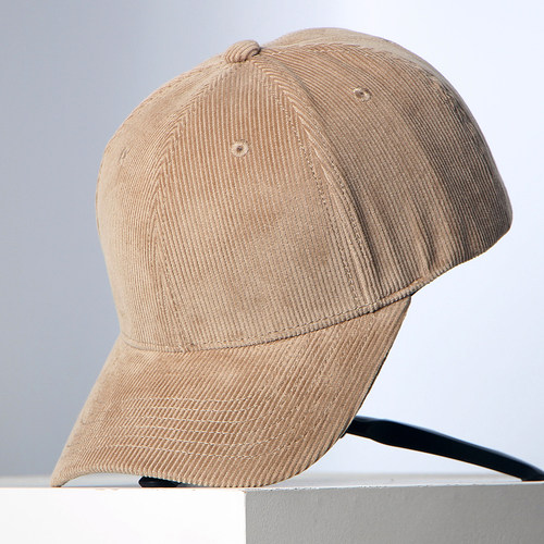 秋冬新款全棉灯芯绒帽子男女款棒球帽硬顶有型纯色光板简约鸭舌帽