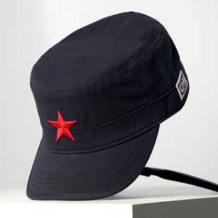 平顶帽国潮五角星中国风帽子男女通用款 休闲平顶户外遮阳帽 潮男士