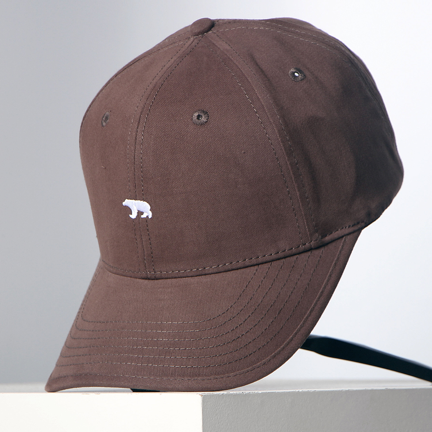 21cm加宽檐硬顶棉北极熊刺绣棒球帽帽子男女硬顶有型鸭舌帽加大码