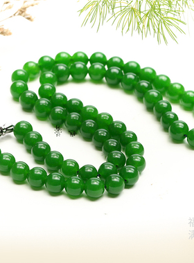 天然和田碧玉女菠菜绿阳绿色项链翡翠圆珠石英玉6mm8毫米毛衣项链