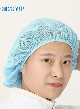 热销白色蓝色食品厂工作网帽车间防尘帽厨房劳动防落发男女头套