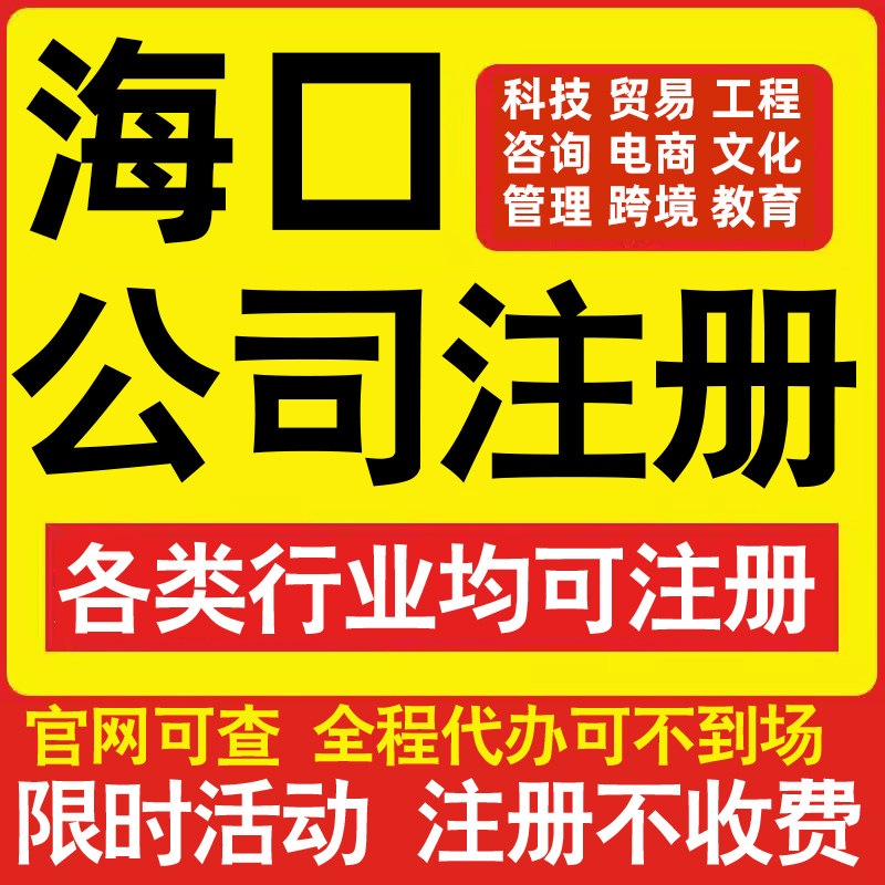 注册海口科技贸易文化传媒教育咨询电商工程类公司营业执照代办理