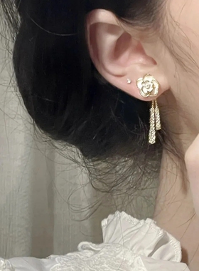 「山茶物语」S925纯银耳钉小众设计感花朵耳环女银针山茶花百搭