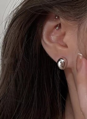 S999纯银小银豆感耳钉女 新款潮秋冬轻奢小众设计感豆豆耳环