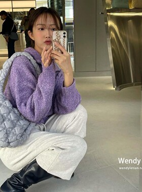 韩国代购小众设计师carlyn褶皱云朵包单肩尼龙包soft虞书欣Wendy