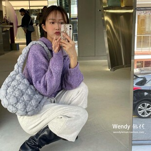 韩国代购小众设计师carlyn褶皱云朵包单肩尼龙包soft虞书欣Wendy