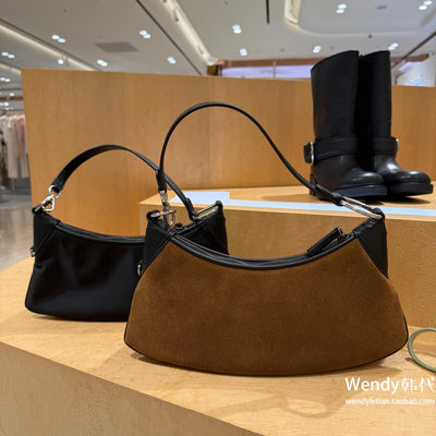 韩国代购小众archivepke 新款麂皮豹纹牛皮搭扣单肩 腋下包