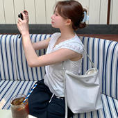 韩国代购 小众设计师lememe 尼龙单肩腋下水桶包托特包