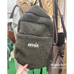 可爱毛绒大容量双肩包背包 emis 韩国代购 小众设计师