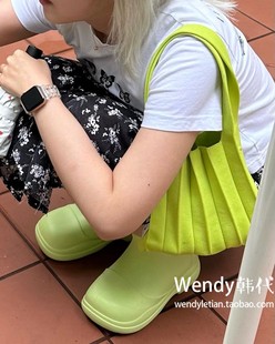 韩国正品 小众设计师JOSEPH&STACEY褶皱包购物袋风琴包针织包S 代购