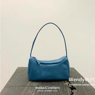 新款 leather 羊皮单肩腋下包小方包 小众bucks 韩国代购
