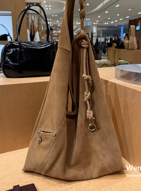 韩国代购小众设计师 archivepke 个性麂皮牛皮单肩腋下包Knotted