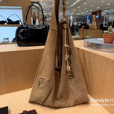 韩国代购小众设计师 archivepke 个性麂皮牛皮单肩腋下包Knotted