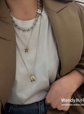 正品!韩国代购设计师S_S.IL小雏菊花朵四叶草925银ssil项链clover