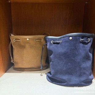 直邮～韩国代购 麂皮翻毛皮抽绳水桶包单肩腋下包 小众toutyest新款