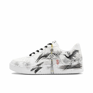 【定制球鞋】 李宁 浮舟 燕舞 中国风晕染 简约潮流板鞋手绘涂鸦