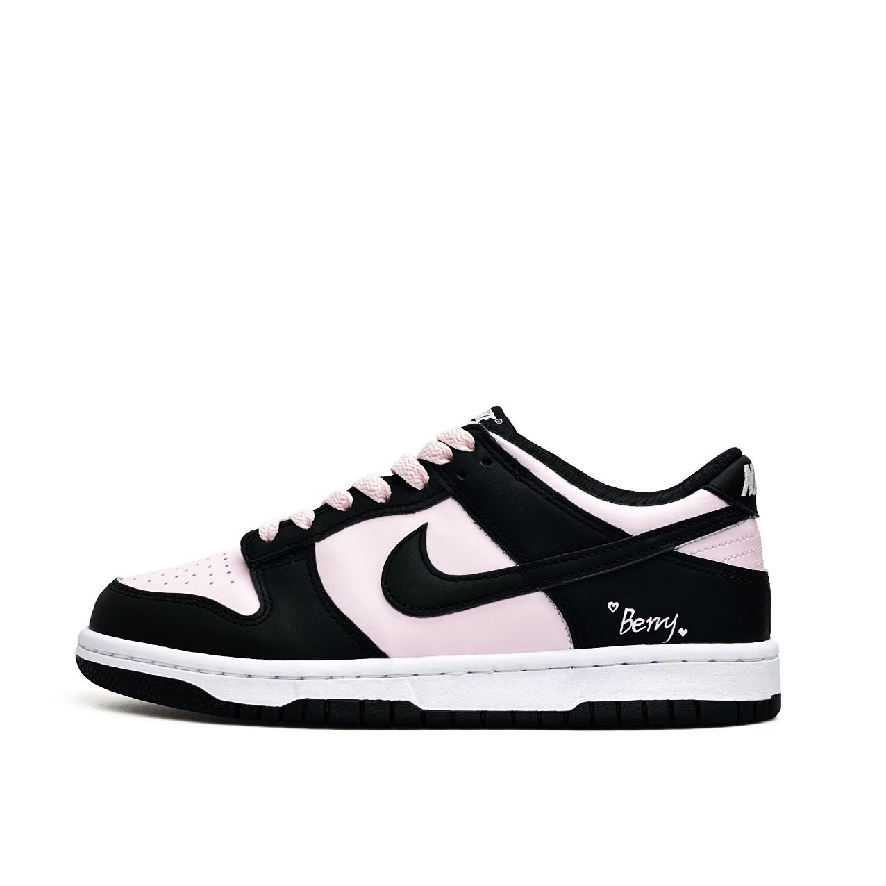 NikeDunkLow樱花白桃黑粉板鞋