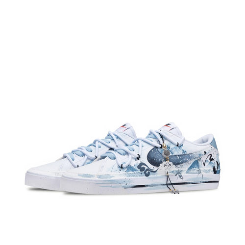 【定制球鞋】Nike Court Legacy 墨染江山 解构百搭蓝白清新板鞋