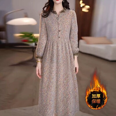 加厚保暖花边款连衣裙