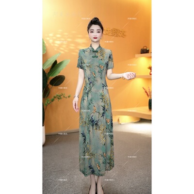 冰雪丝缎面显瘦旗袍裙
