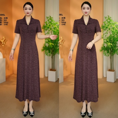 气质满天星烫金连衣裙