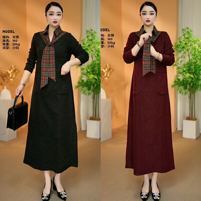 高定款加厚磨毛连衣裙