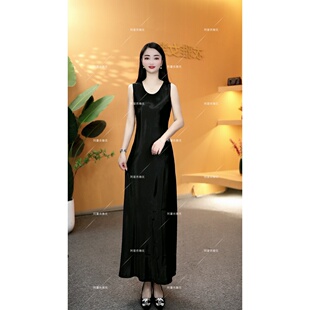 衣雅优选 重磅桑丝琉璃缎无袖 8101 新款 背心连衣裙长裙 1522