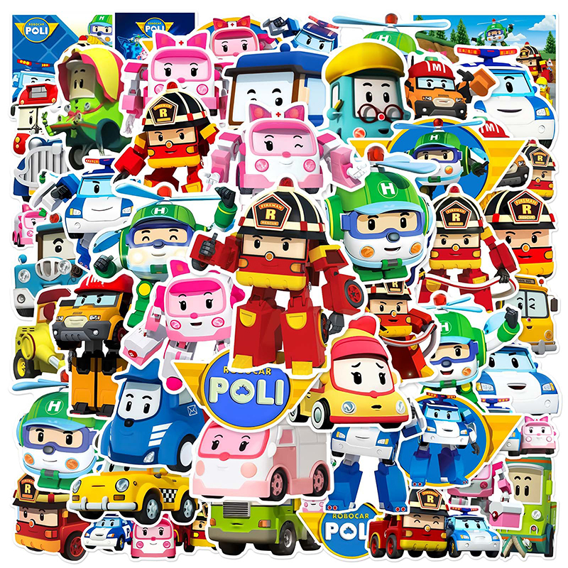 100张变形车珀利涂鸦贴纸卡通趣味创意diy手机壳手账素材防水装饰