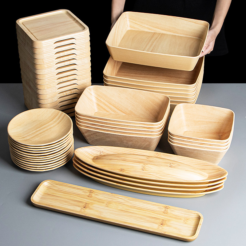 密胺木纹寿喜烧火锅自助菜品展示盘长方形旋转小火锅蔬菜菌菇拼盘,餐饮具,盘,淘宝优惠券,粉丝福利购,淘宝优惠卷