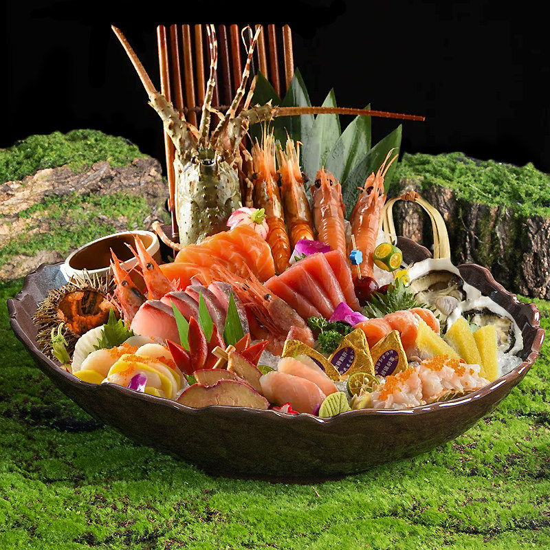 山野风日料创意餐具海鲜姿造拼盘摆盘三文鱼商用密胺意境刺身盘,餐饮具,盘,淘宝优惠券,粉丝福利购,淘宝优惠卷