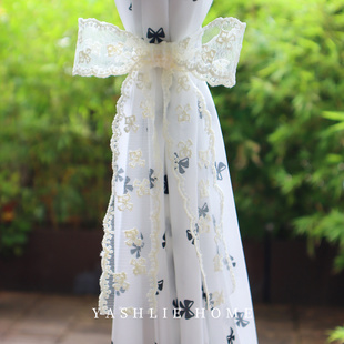 YASHLIE 饰 蕾丝蝴蝶结绑带窗帘束带布艺装 饰绑绳唯美浪漫装