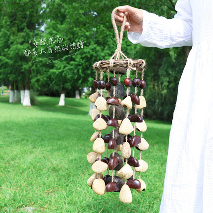 Yunnan Handmade Fruit Shell Seed Wind Chime Musical Instrument Pendant Healing Hand Bell Hotel Balcony Decoration Birthday Gift