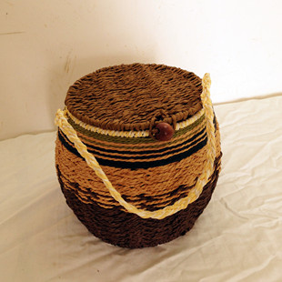 艺然天成纯手工编织茶叶罐创意花篮装饰茶具零食罐首饰罐泡茶用具