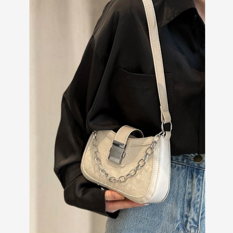 气质白色腋下包2024新款夏季时尚链条包高级感包包女小众单肩小包