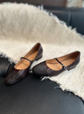 YUSI原创小香风法式一字带玛丽珍鞋黑色浅口气质单鞋女春夏小皮鞋