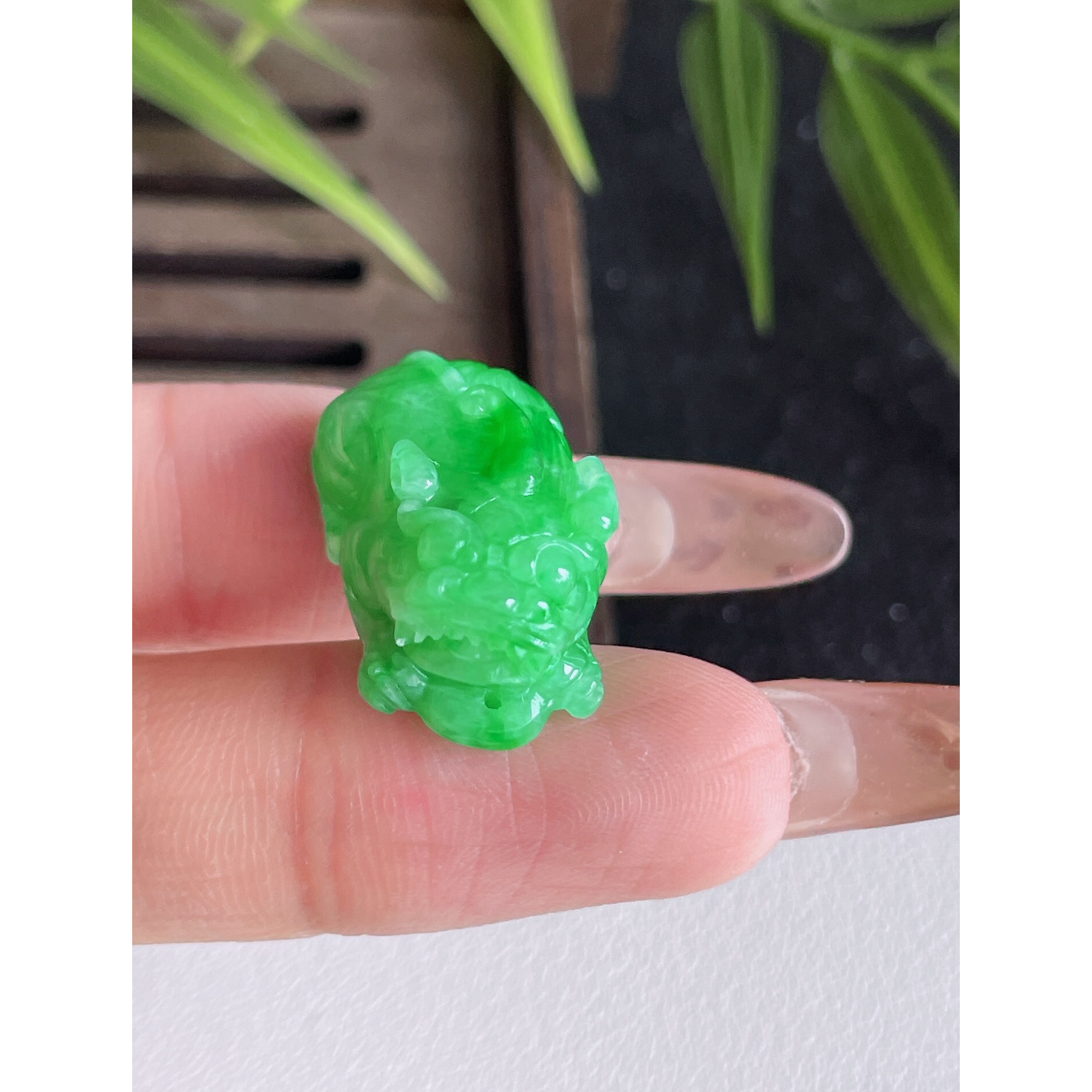 缅甸天然A满绿貔貅翡翠玉石挂件
