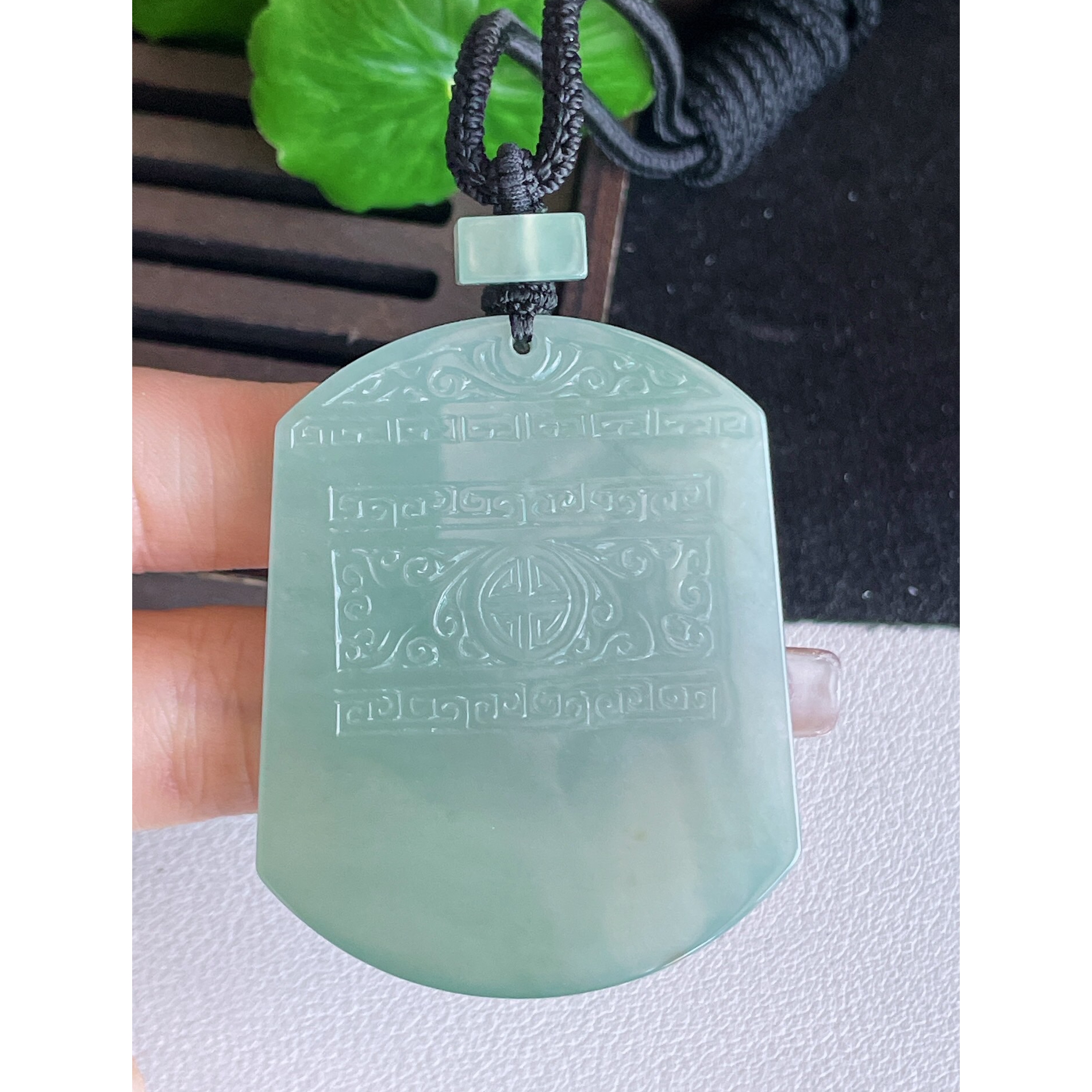 天然A货仿古无事牌翡翠玉石挂件