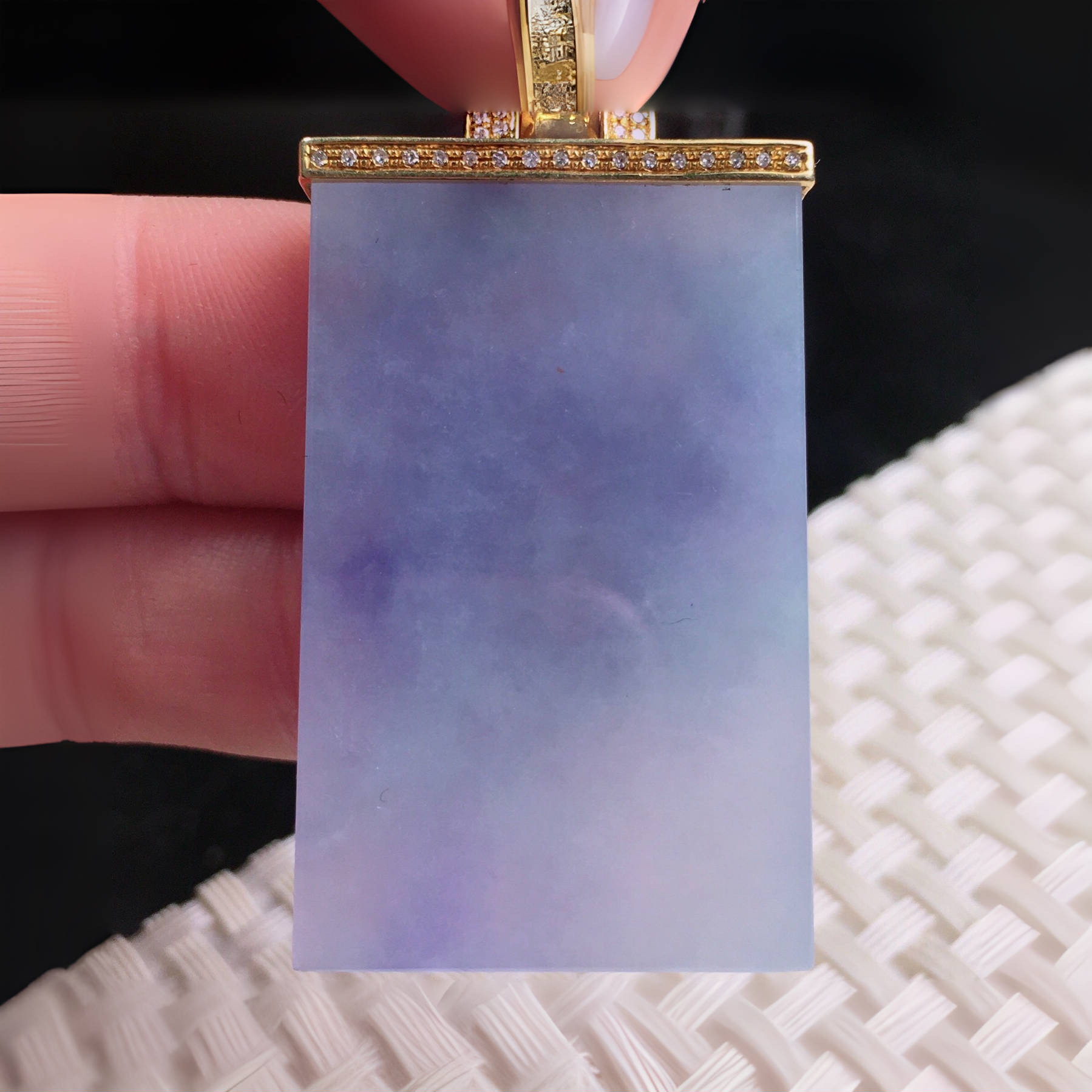 源头产地缅甸天然翡翠a货观音玉佛精雕紫罗兰无事牌吊坠20.25g