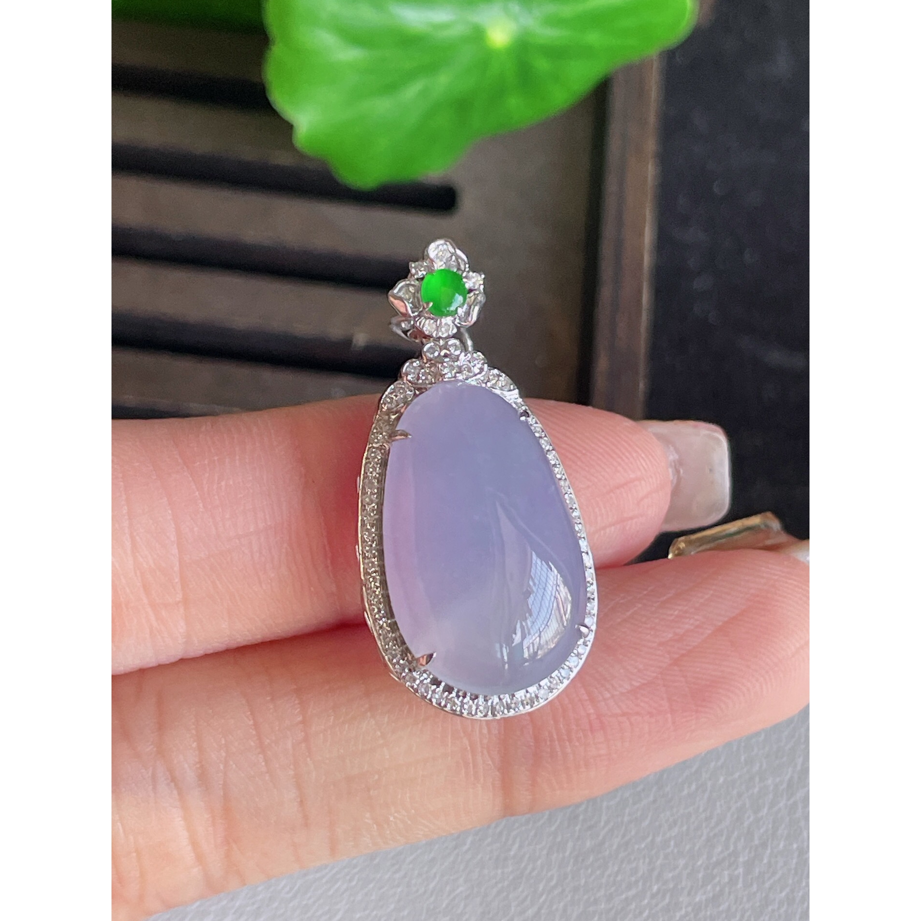 天然缅甸老坑翡翠a货18k金冰种紫罗兰福瓜翡翠吊坠玉挂件