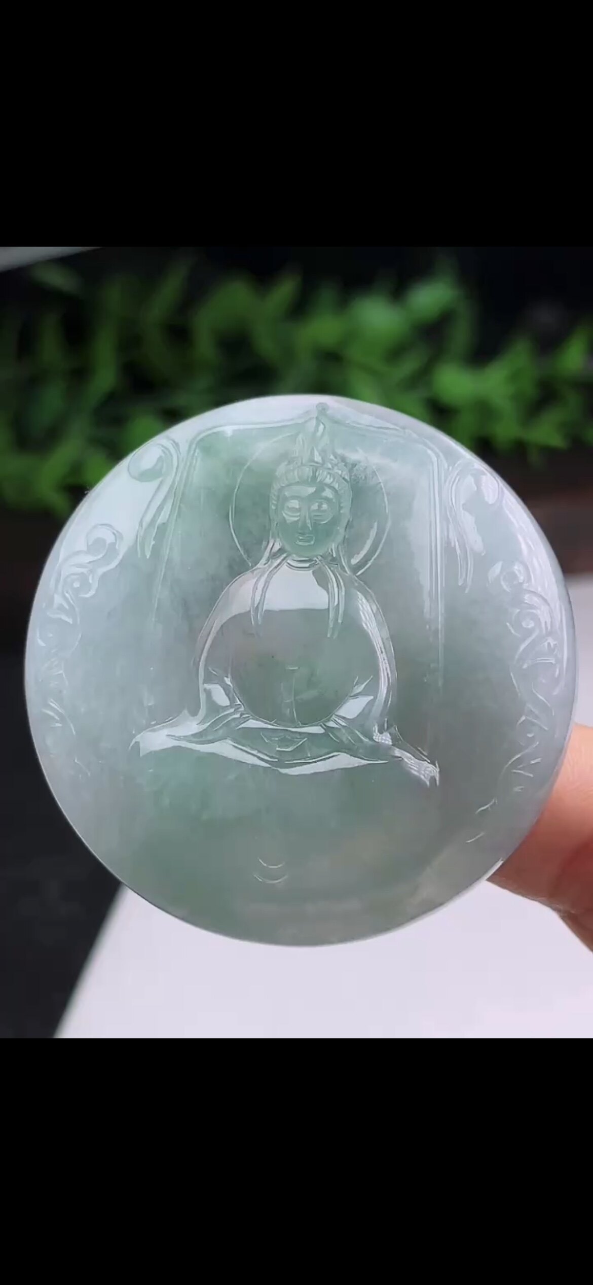 缅甸天然翡翠A货精美净瓶观音翡翠玉吊坠挂件配证书包邮