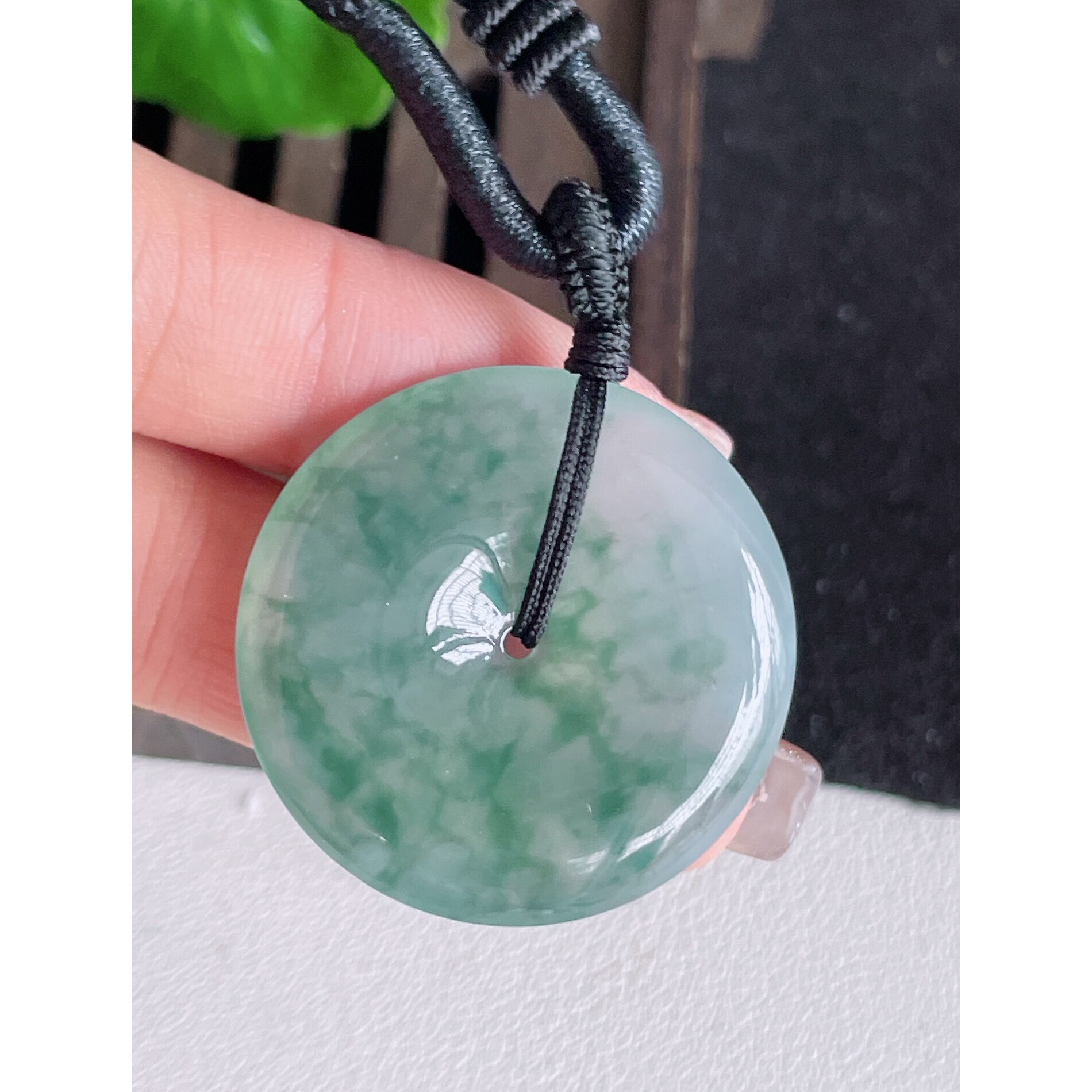 一手货源缅甸天然A货翡翠玉石挂件精雕飘花平安扣翡翠吊坠