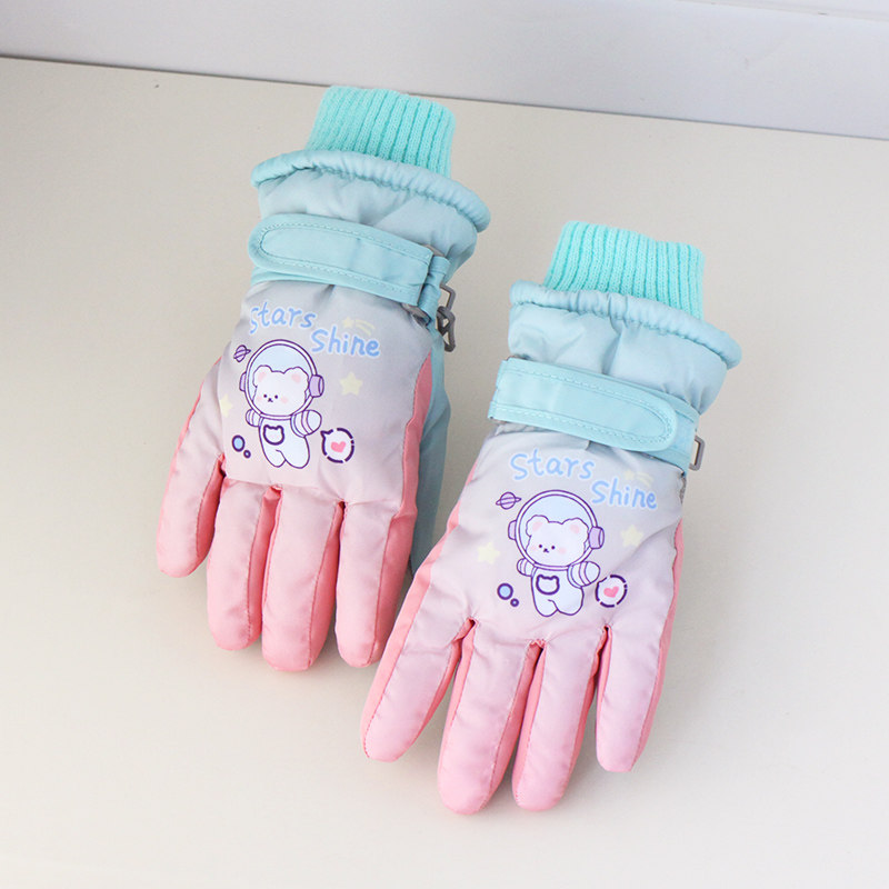 手套冬季儿童滑雪卡通兔子可爱加绒加厚保暖骑车防滑学生玩雪防水