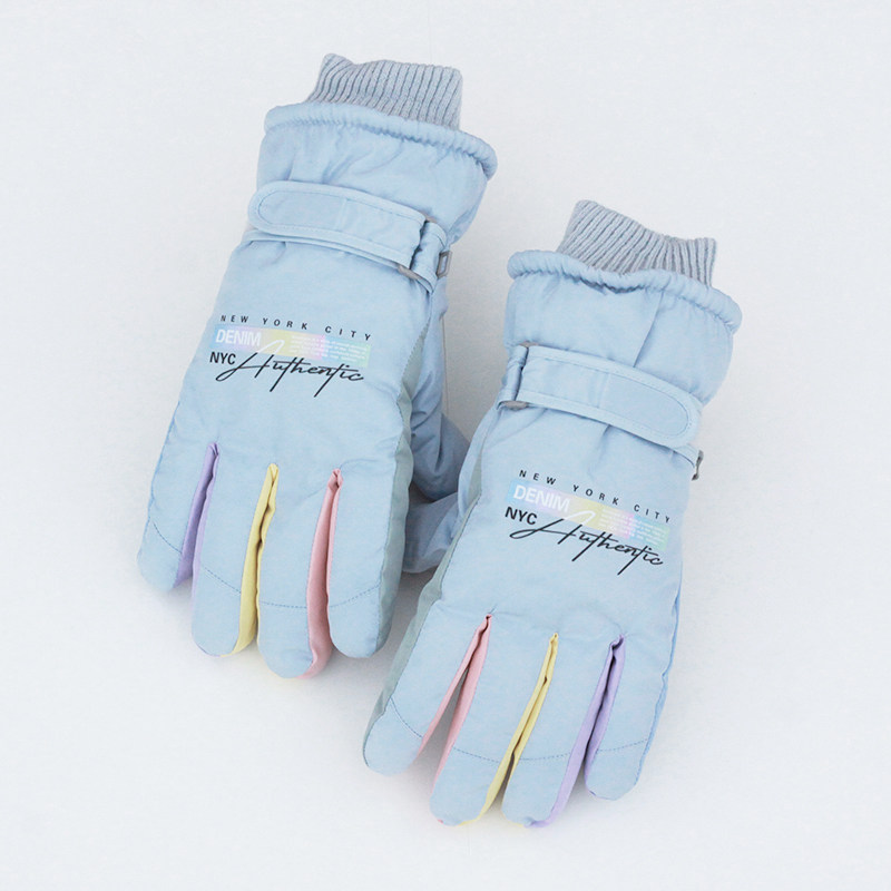 滑雪手套女冬天加厚绒防寒五指情侣骑电动车男防风防水可触屏手机