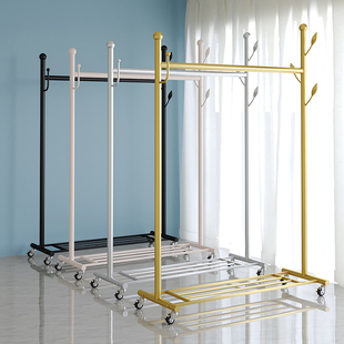 可移动简易衣架落地卧室晾衣架室内房间挂衣架杆子家用加粗衣帽架