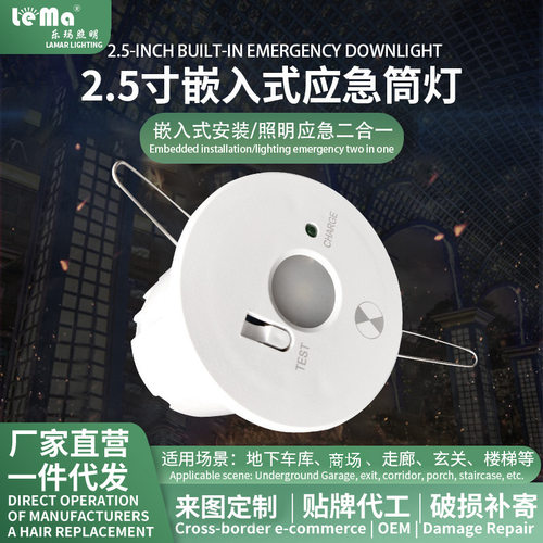 嵌入式应急筒灯2.5寸led应急筒灯楼梯过道玄关阳台嵌入式应急灯