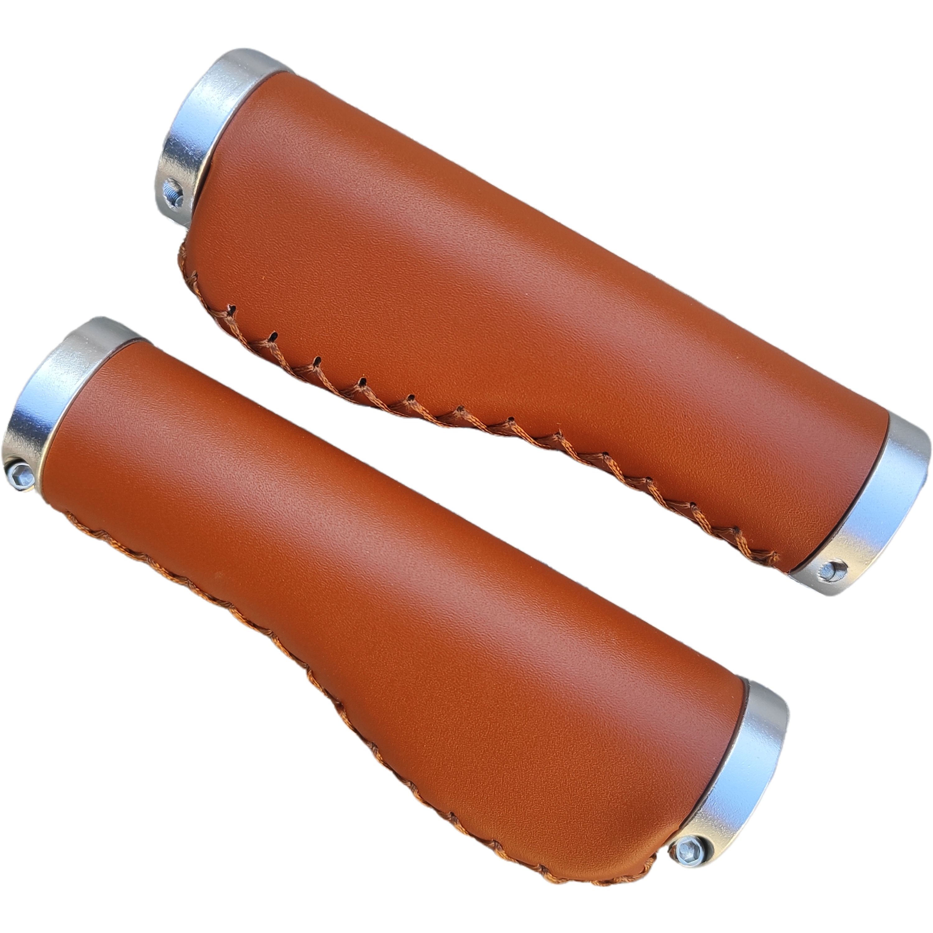 自行车把套肉球山地车复古变形把套带锁环皮革皮折叠车手缝手把带