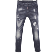 6030四季 D2水洗磨破洞补丁车线小脚黑色 男装 新款 Dsquared2牛仔裤