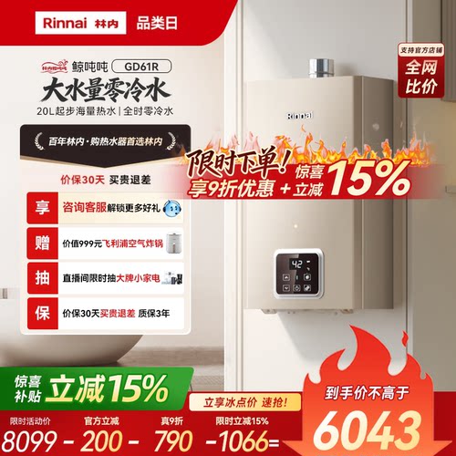 林内鲸吨吨GD61R大水量0冷水燃热