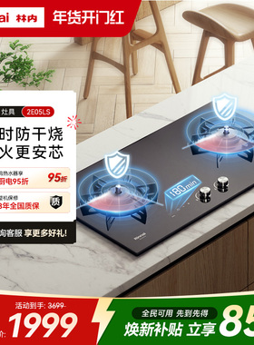[安芯]林内Rinnai燃气灶家用双灶天然气炉灶台定时双防干烧2E05LS